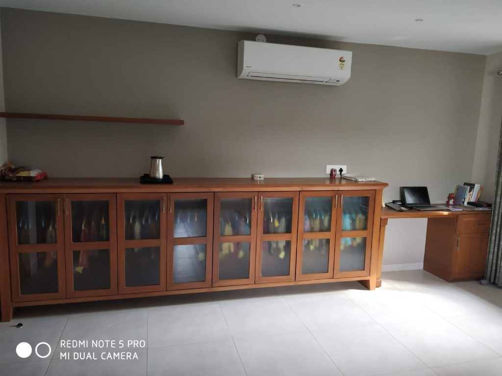 Jubilee Hills Luxury Duplex Villa Custom Wooden Credenza and Desk